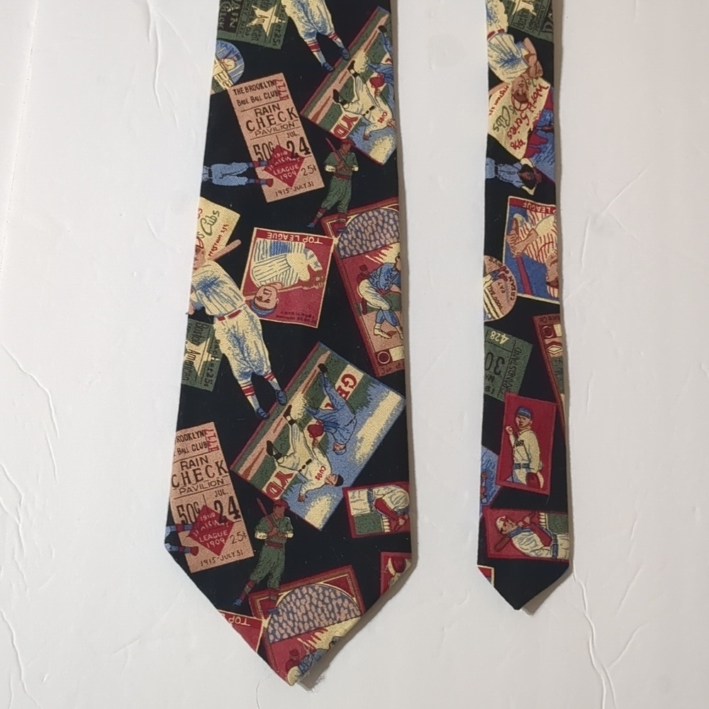 Tie Baseball Vintage County Seat jeans wear  baseball theme neck tie 100% cotton